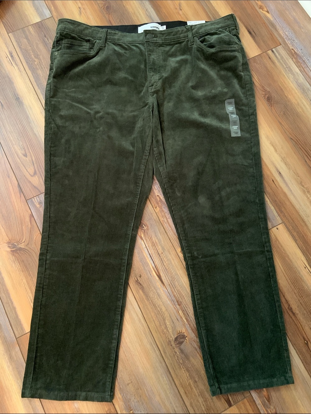NWT Sonoma Women’s Corduroy Straight Leg Pants Olive Dark Green 22W